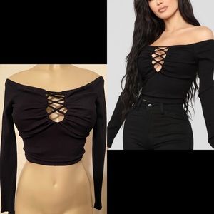 Fashion Nova- Crazy Feelings Top - Black